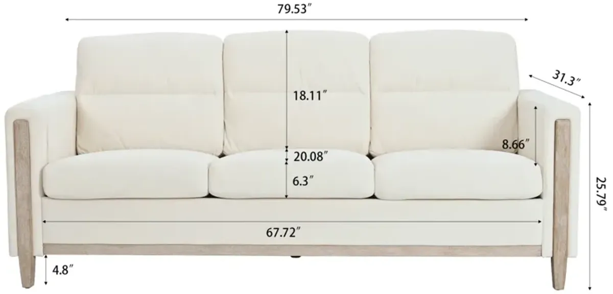 Durable Three-Seater Sofa with Soft Cushions