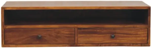 Artisan Furniture Solid Wood Lunar 2 Drawer Chestnut Wall Mounted Media Unit