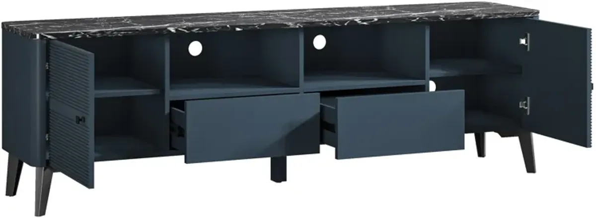 FESTIVO Stylish 70-Inch TV Stand with Marble-Printed Top