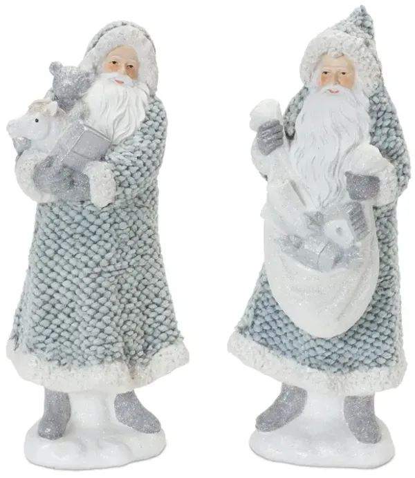 Resin Santa Figurines Set of 2 for Holiday Home Decor