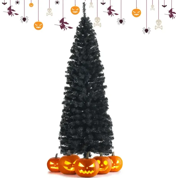Unlit Artificial Christmas Halloween Pencil Tree with Metal Stand