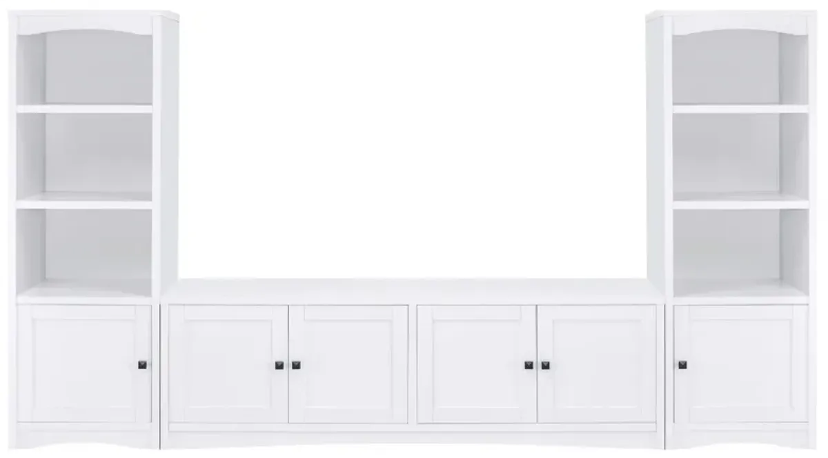 Donna 3pc TV Stand Wall Unit with 2 Media Towers, White, 78 Inch - Benzara