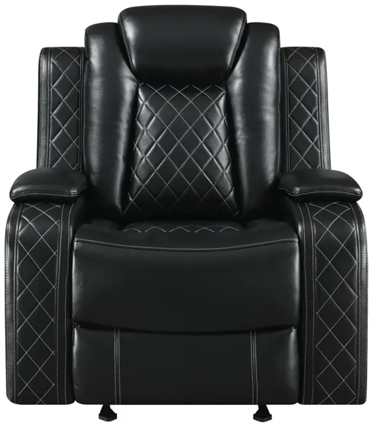 Nova 39 Inch Powered Recliner, Vegan Leather Upholstery, Bold Jet Black - Benzara