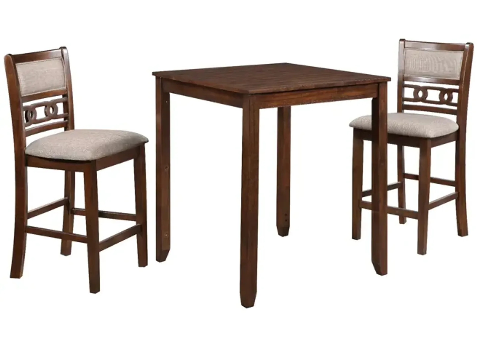 Gary 3 Piece Counter Table Set, Cherry Brown - Benzara