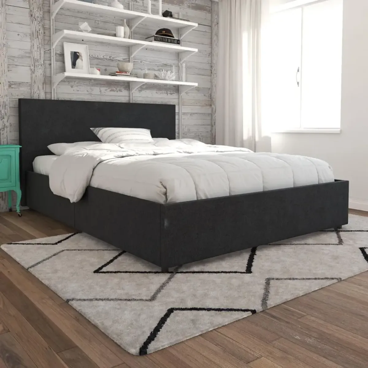 Novogratz Kelly Upholstered Bed with Storage Drawers