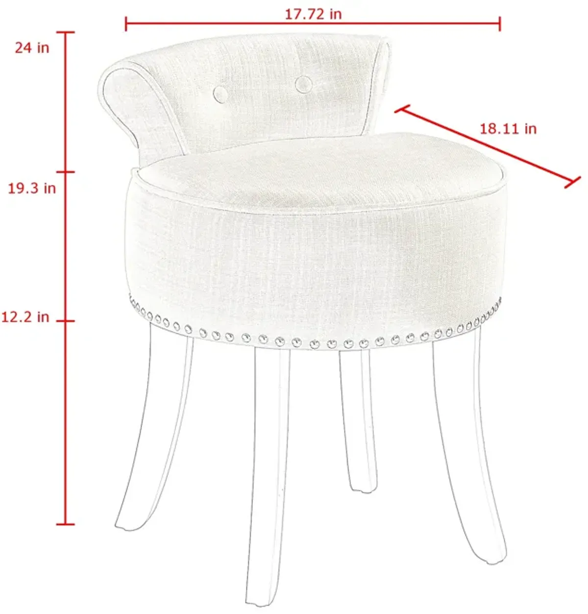 Inspired Home Delia Vanity Stool