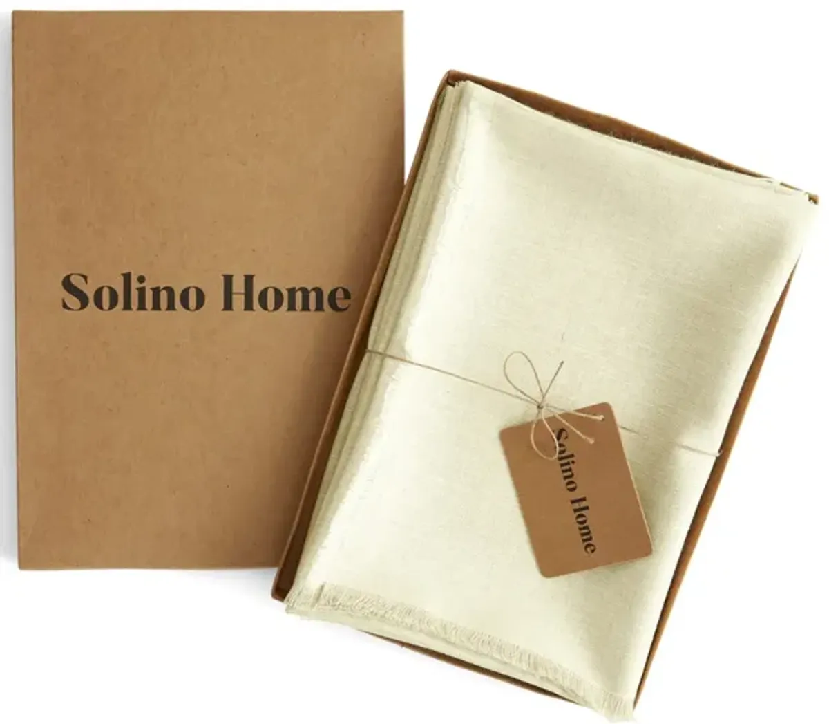 Solino Home 100% Pure Linen Dinner Napkins 20 x 20 Inch Set of 4 - Fringe