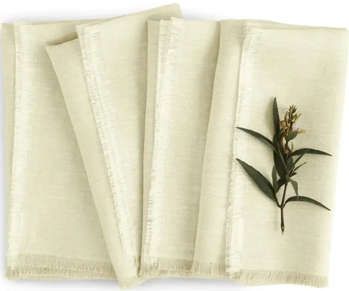 Solino Home 100% Pure Linen Dinner Napkins 20 x 20 Inch Set of 4 - Fringe