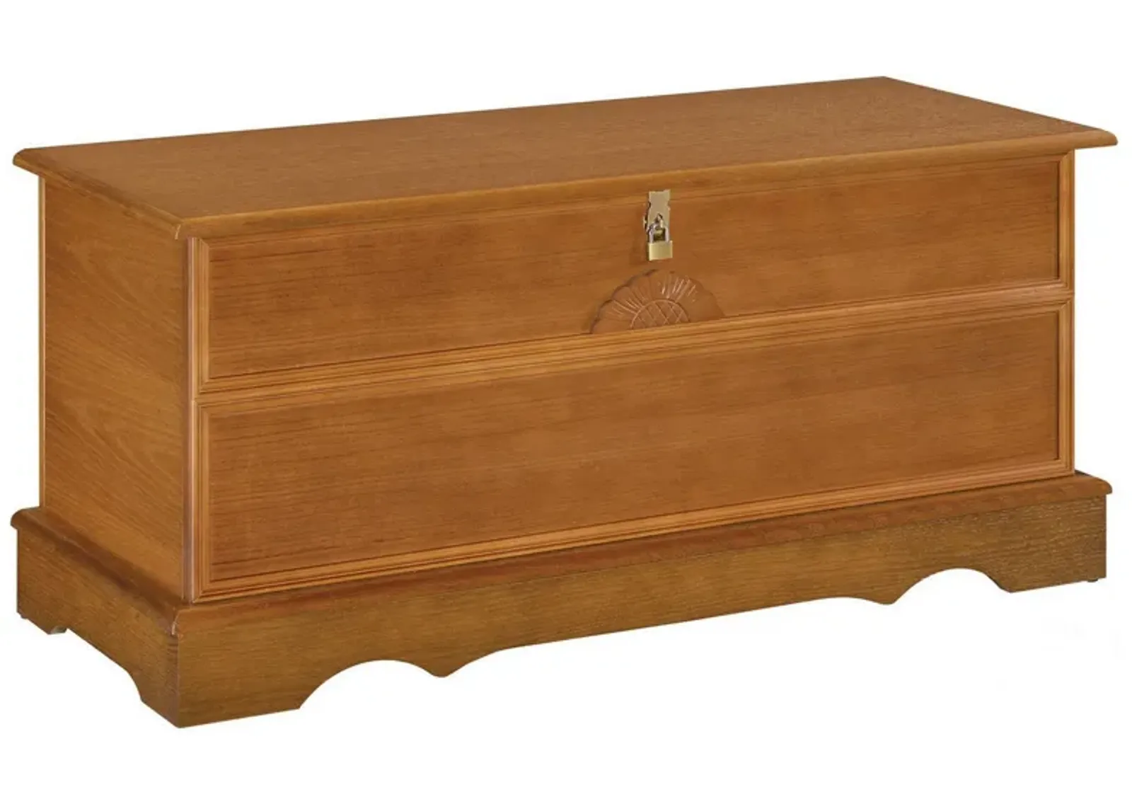 Chest with Molded Details and Lift Top Hidden Storage, Brown-Benzara