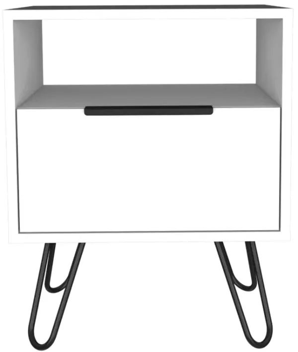 Streamdale Eagle Creek 1-Shelf 1-Drawer Nightstand White
