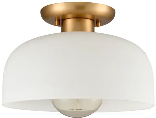 Brewer Gold Semi Flush Mount with Opal Glass