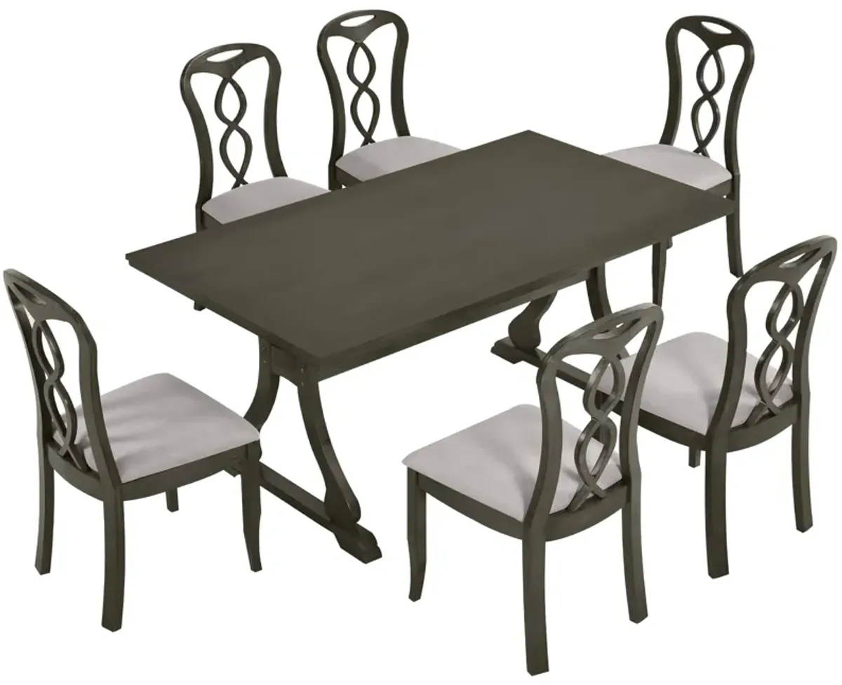 Merax Retro Table with Chairs and Bench Dining Set