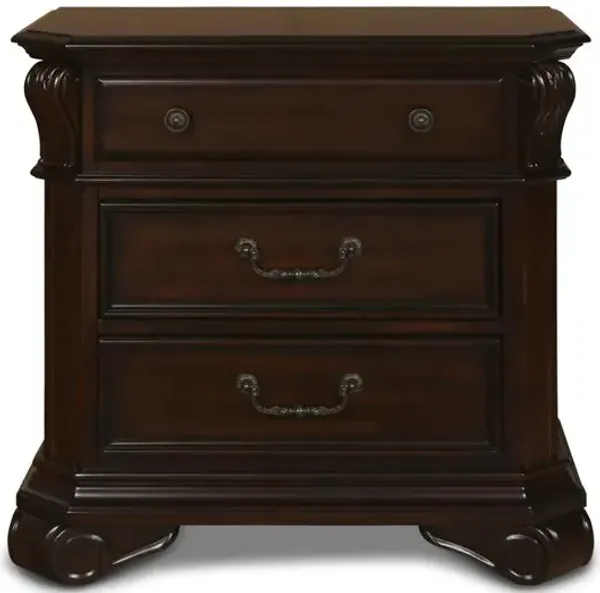 New Classic Furniture Furniture Emilie 3-Drawer Solid Wood Nightstand in Tudor Brown