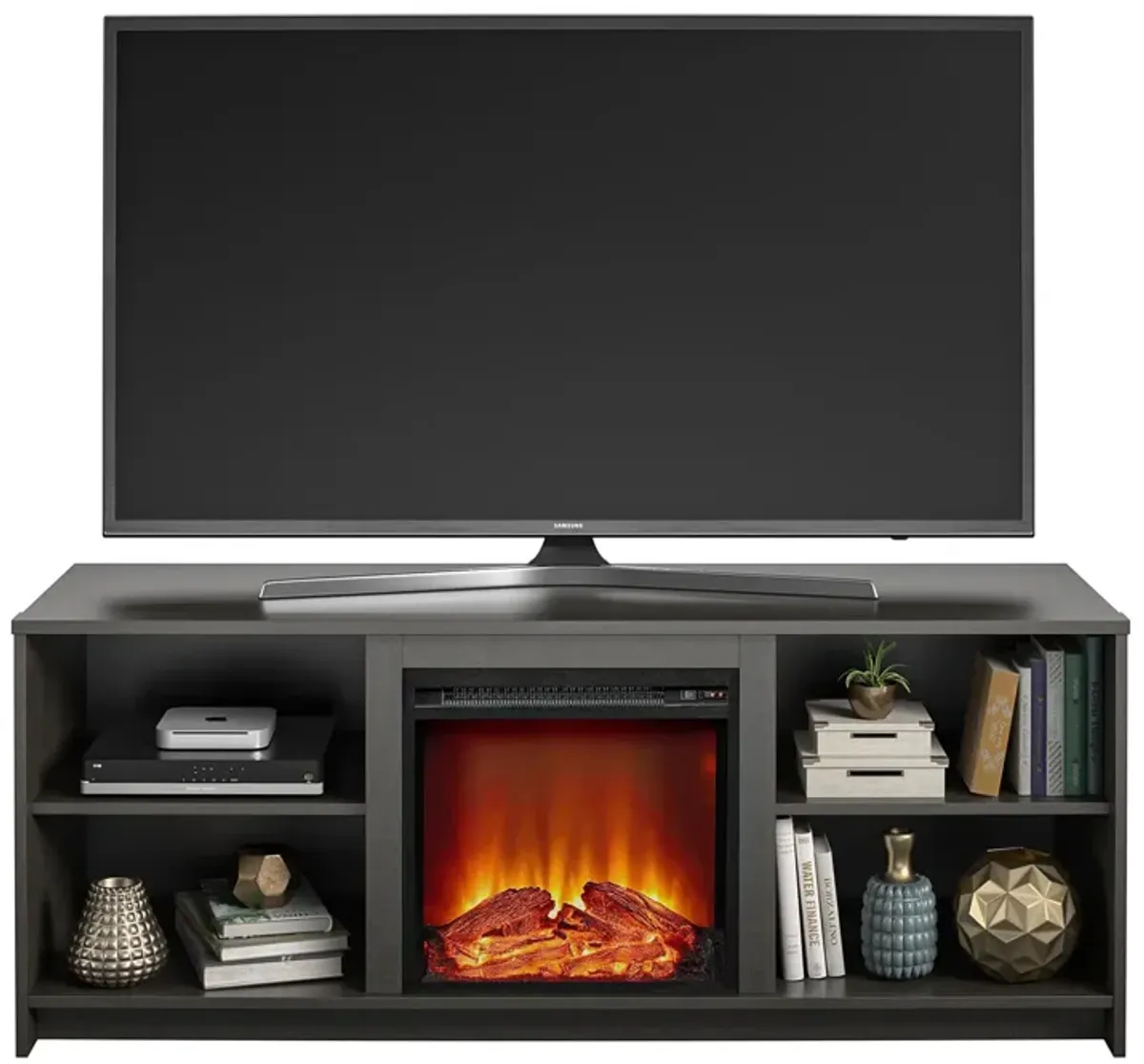 Ameriwood Home Courtland Electric Fireplace Space Heater TV Stand for TVs up to 65"