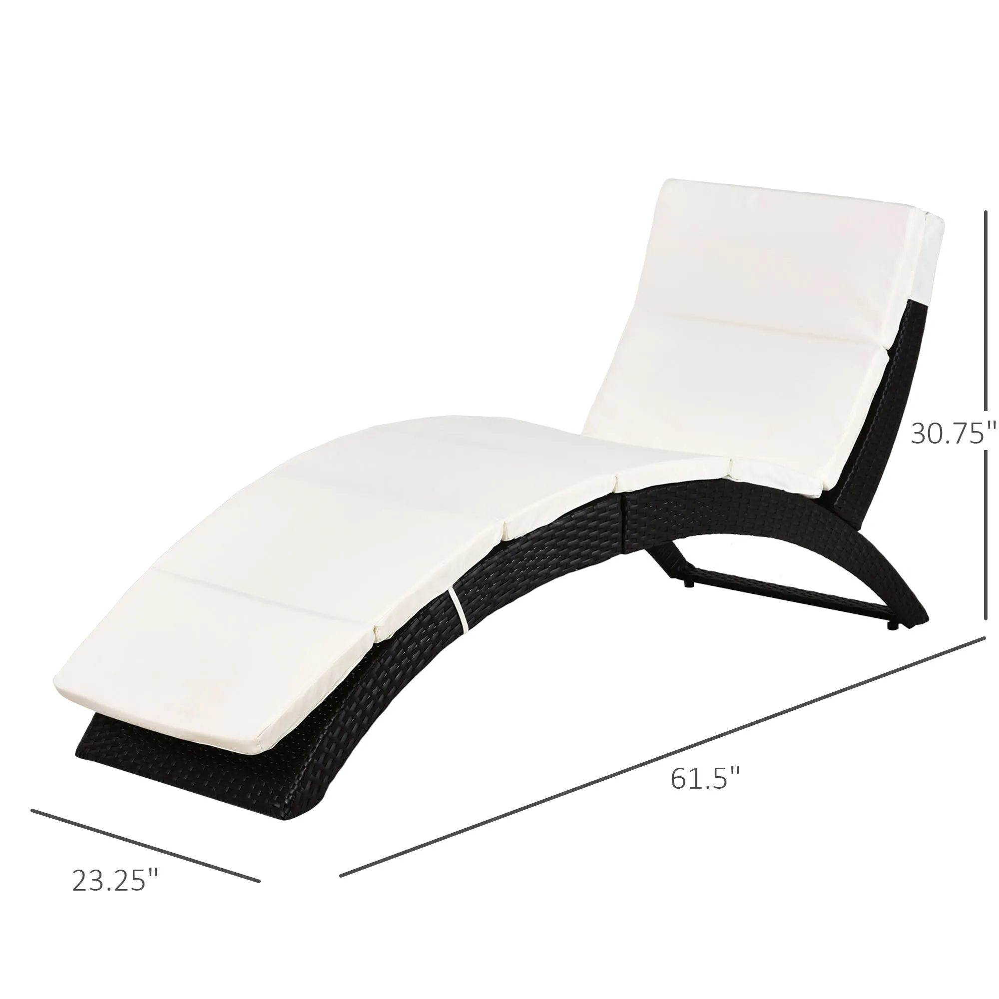 Poolside Lounger: Beige Foldable PE Rattan Chaise with Cushion