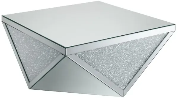Coaster Co. of America Amore Square Mirrored Acrylic Crystal Coffee Table Silver