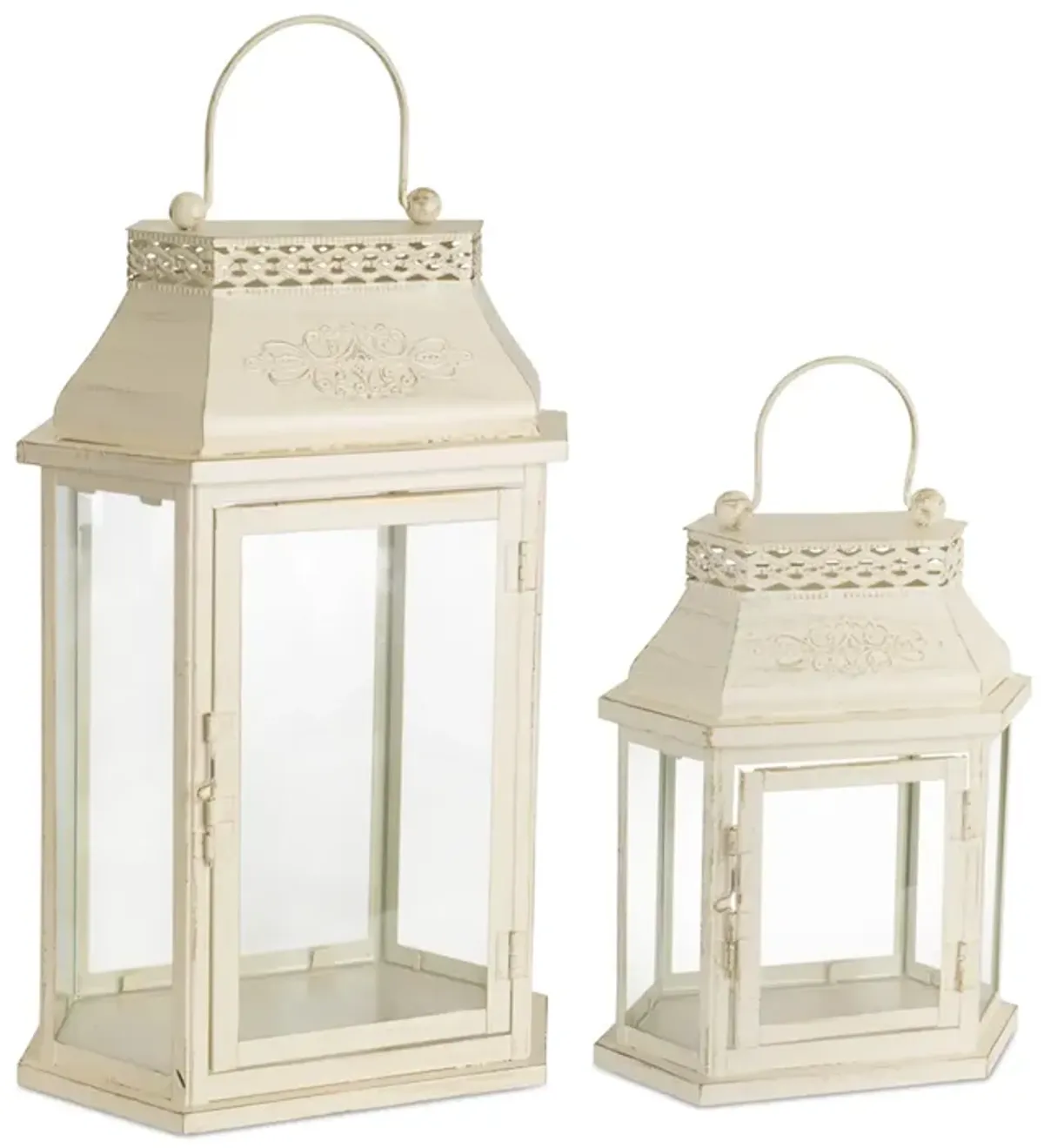 Hivvago Lantern (Set of 2) 10.5", 17"H Metal/Glass