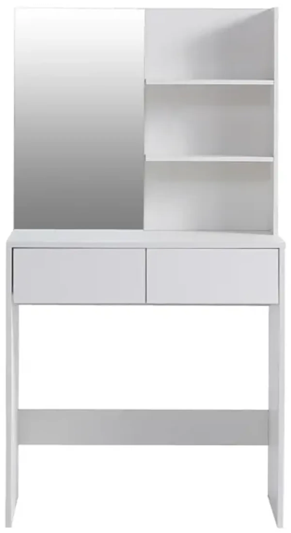 Vanity Desk With Mirror, Dressing Table With 2 Drawers, White Color