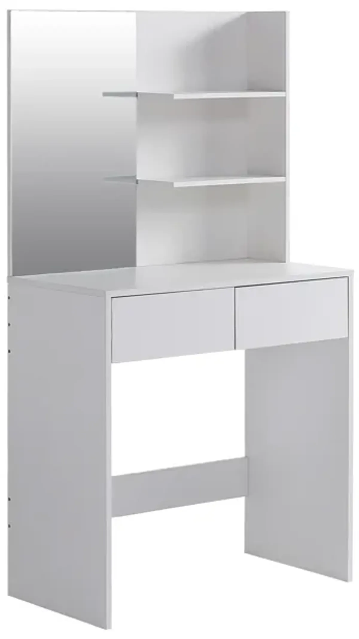 Vanity Desk With Mirror, Dressing Table With 2 Drawers, White Color