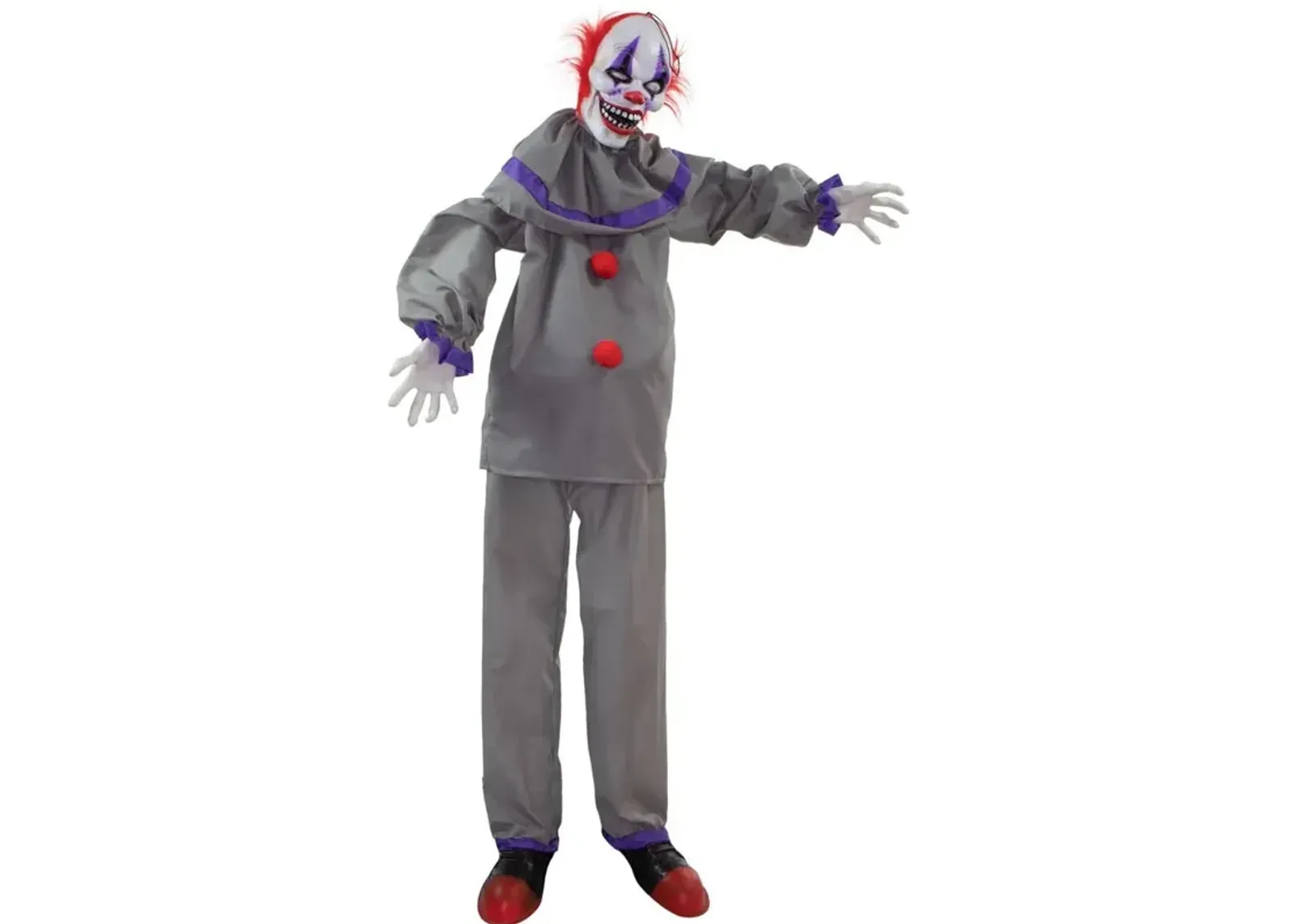 Haunted Hill Farm 60 Standing Animated Purp/Gry Clown