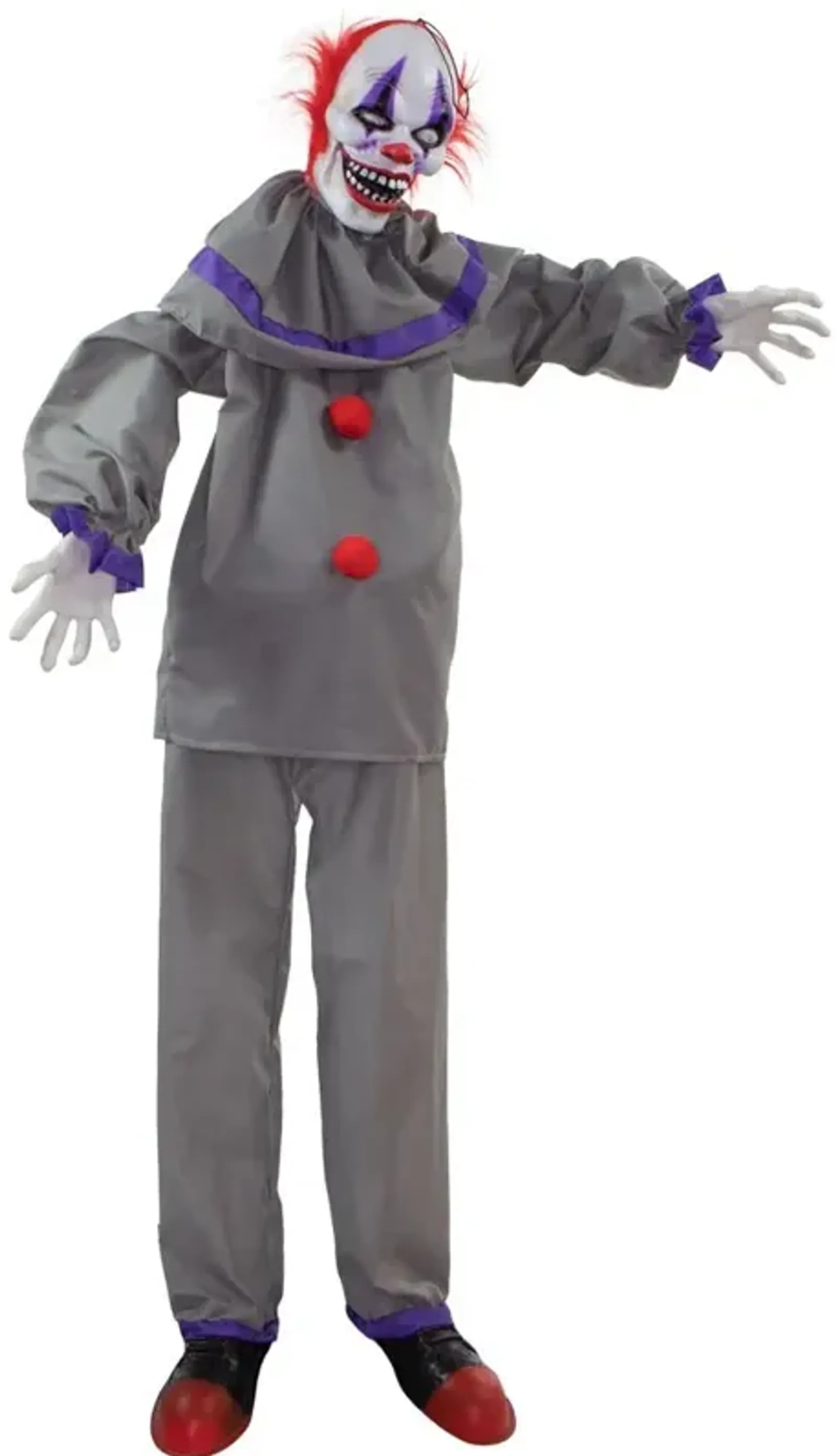 Haunted Hill Farm 60 Standing Animated Purp/Gry Clown