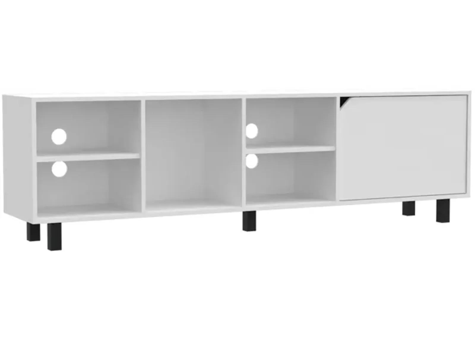 Valdivia Tv Stand for TV�s up 70", Four Open Shelves, Five Legs -White