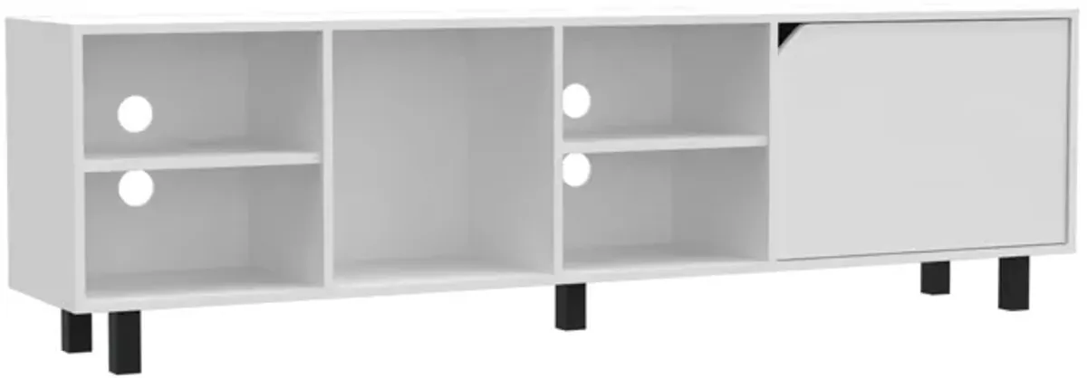 Valdivia Tv Stand for TV�s up 70", Four Open Shelves, Five Legs -White