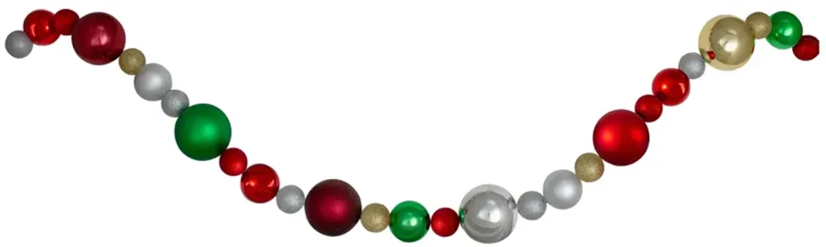 6' Traditional Colored Shatterproof Ball Artificial Christmas Garland - Unlit