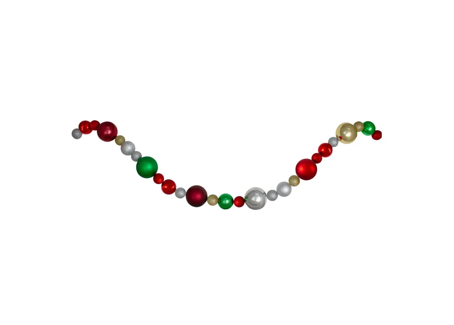 6' Traditional Colored Shatterproof Ball Artificial Christmas Garland - Unlit