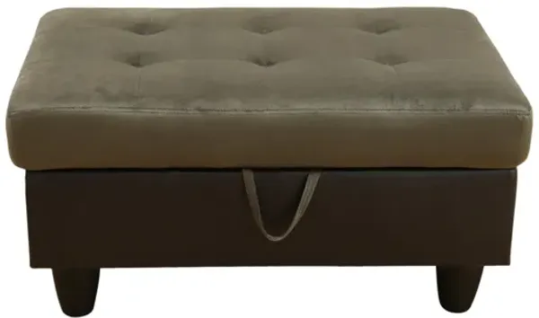 34 in. W Flannel Polyester Blend Rectangle Ottoman with Storage