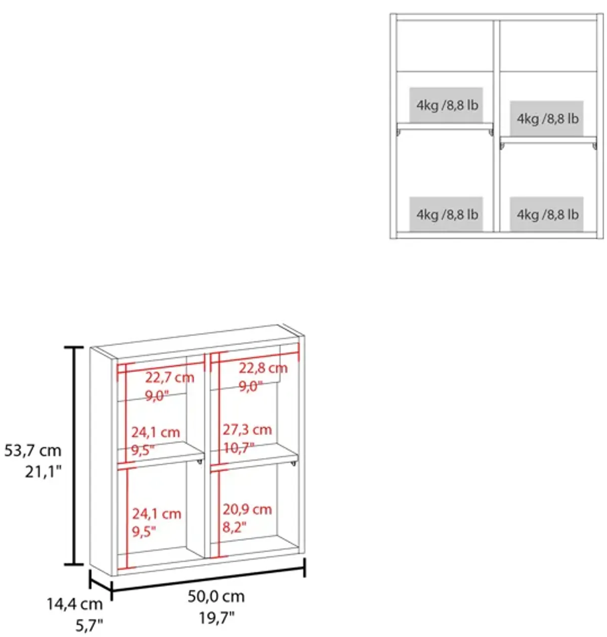 Loring Medicine Cabinet 21.1" H, 1 Door, 4 Shelves, 1 Mirror, Black