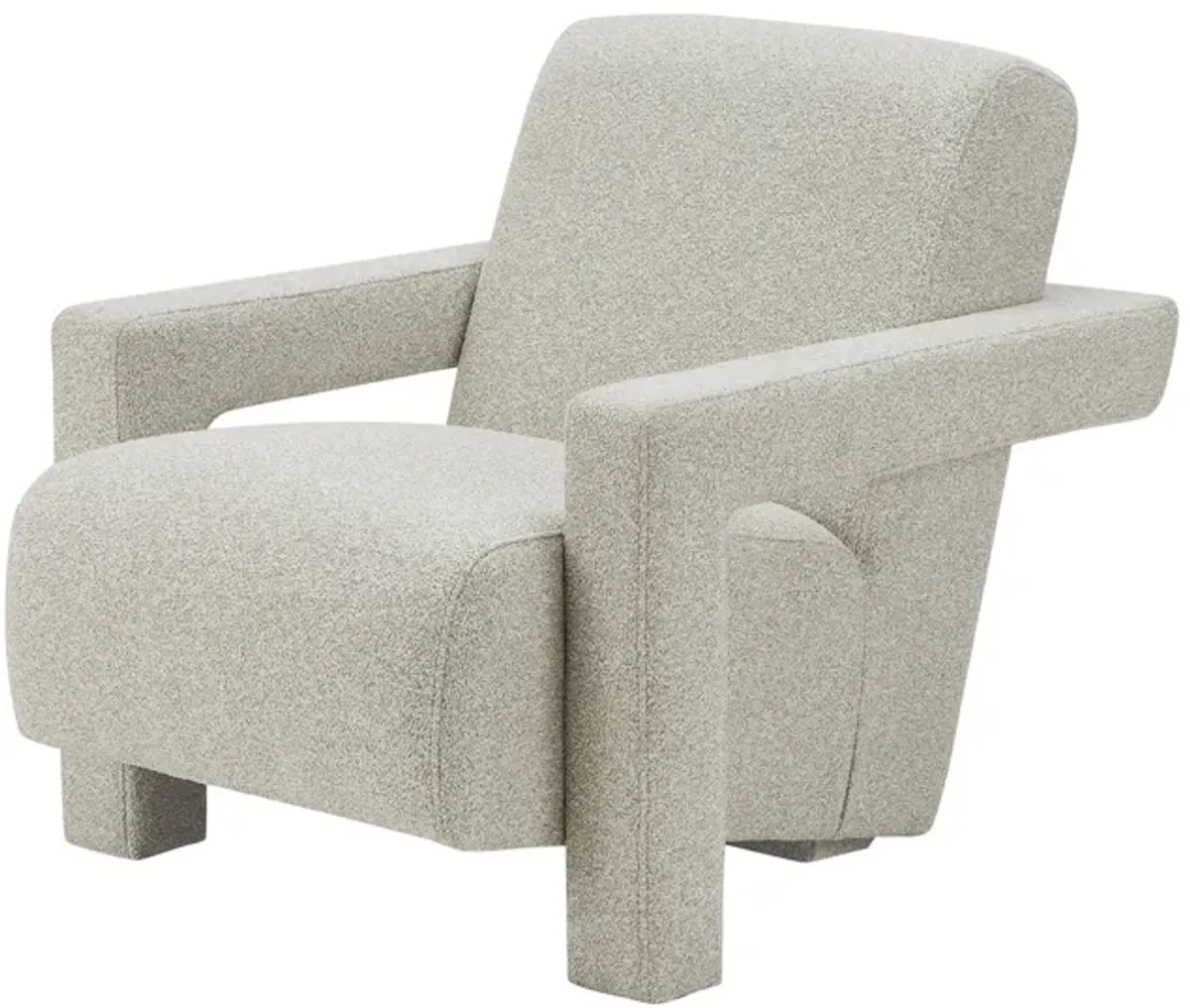 Cid Lily 28 Inch Accent Chair, Foam Cushioned Plush Beige Polyester Fabric - Benzara