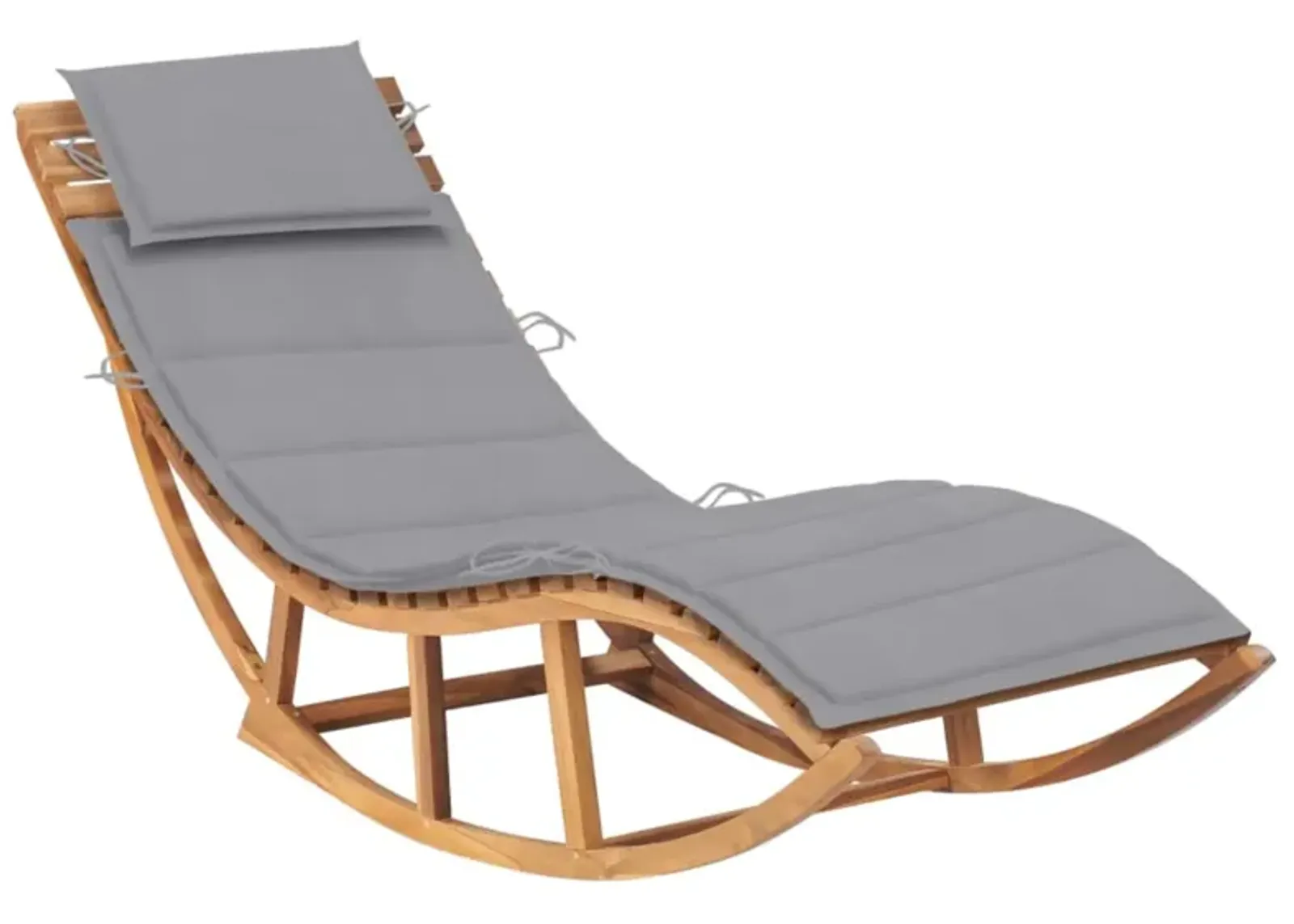 vidaXL Wooden Rocking Sun Lounger with Cushion - Durable Solid Teak Wood Outdoor Furniture for Garden, Patio, Balcony - Weather-Resistant, Comfortable Seating with Smooth Sanded Finish, Rockable D...