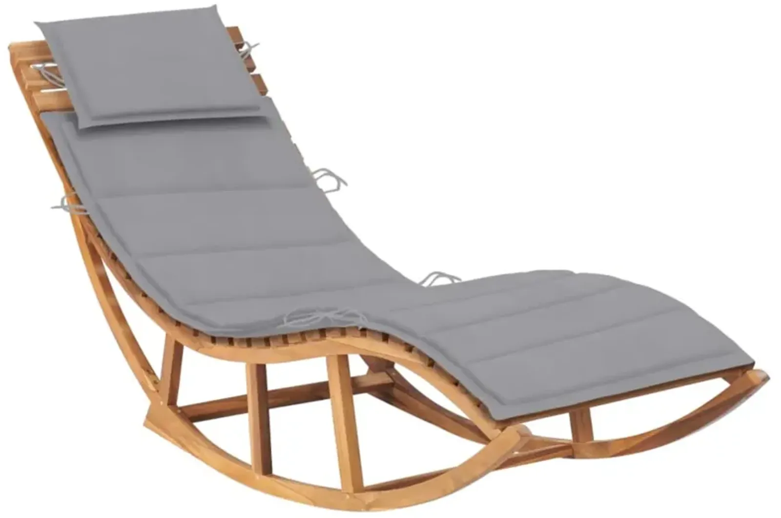 vidaXL Wooden Rocking Sun Lounger with Cushion - Durable Solid Teak Wood Outdoor Furniture for Garden, Patio, Balcony - Weather-Resistant, Comfortable Seating with Smooth Sanded Finish, Rockable D...