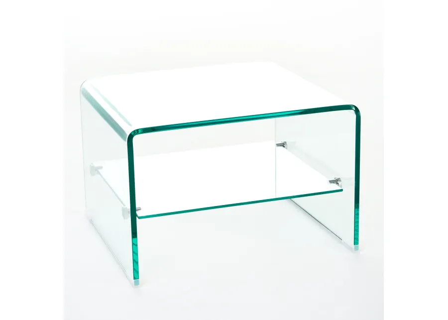 Ultra-Chic Glass End Table with Shelf Style Meets Functionality