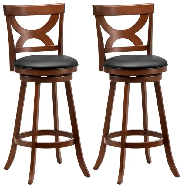 Swivel Bar Stools Set of 2 with Soft Cushion and Elegant Hollow Backrest