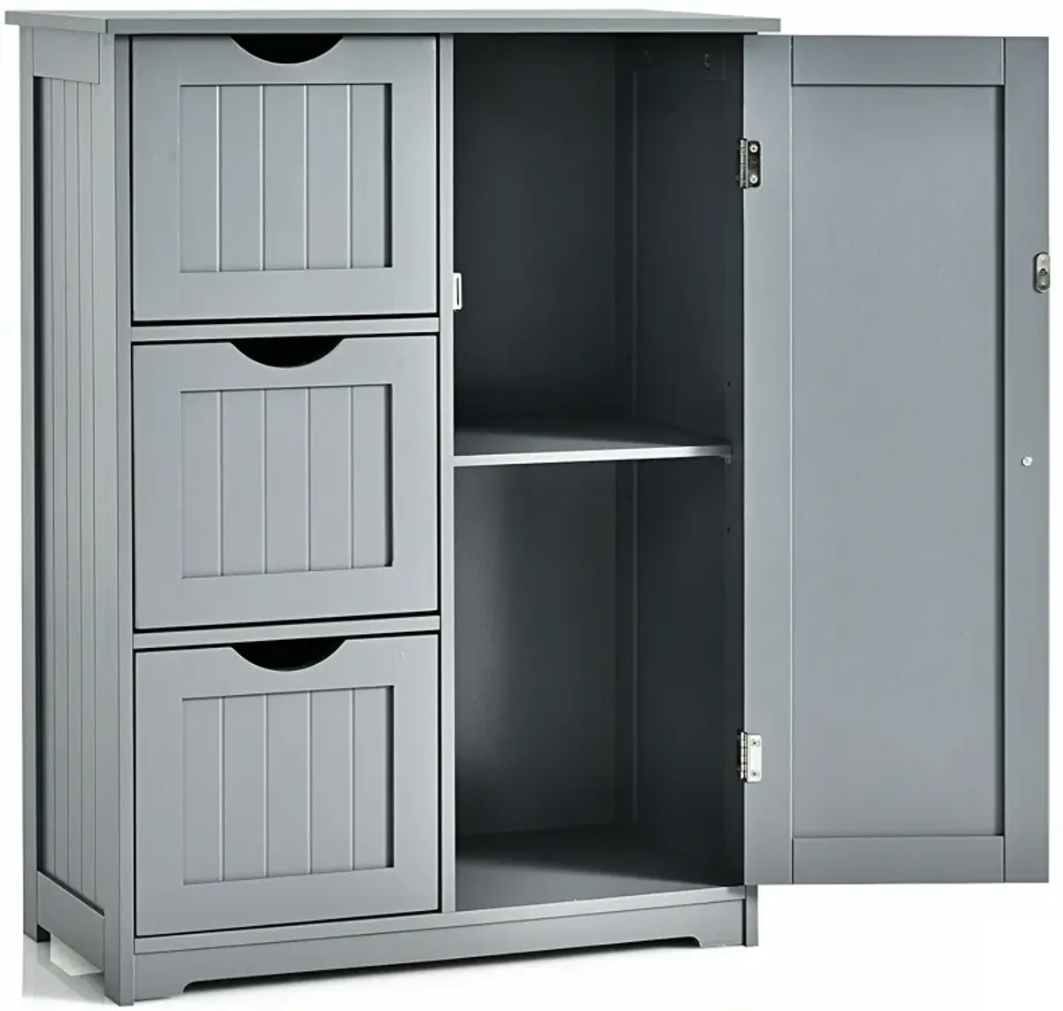 Bathroom Floor Cabinet Side Storage Cabinet with 3 Drawers and 1 Cupboard