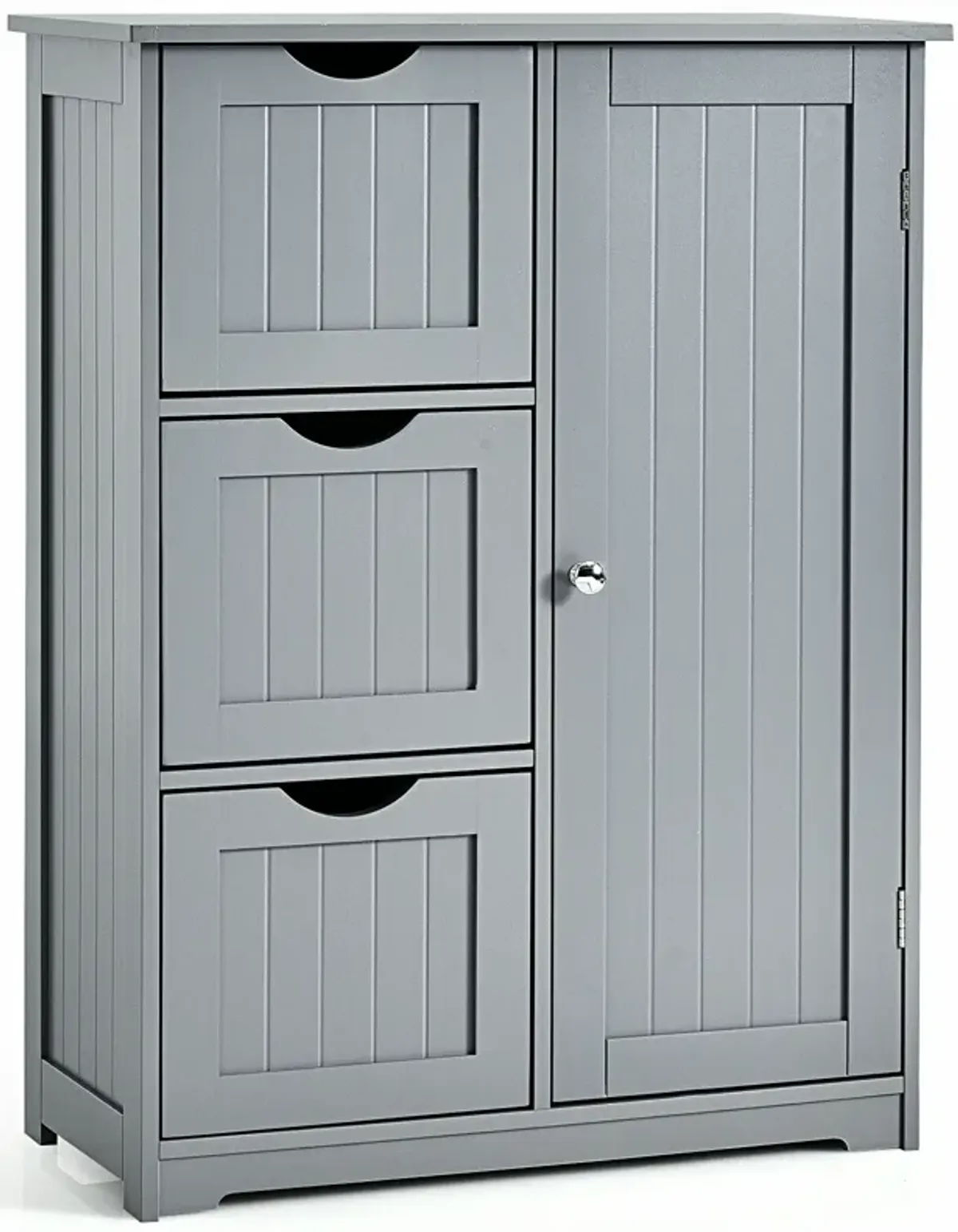 Bathroom Floor Cabinet Side Storage Cabinet with 3 Drawers and 1 Cupboard