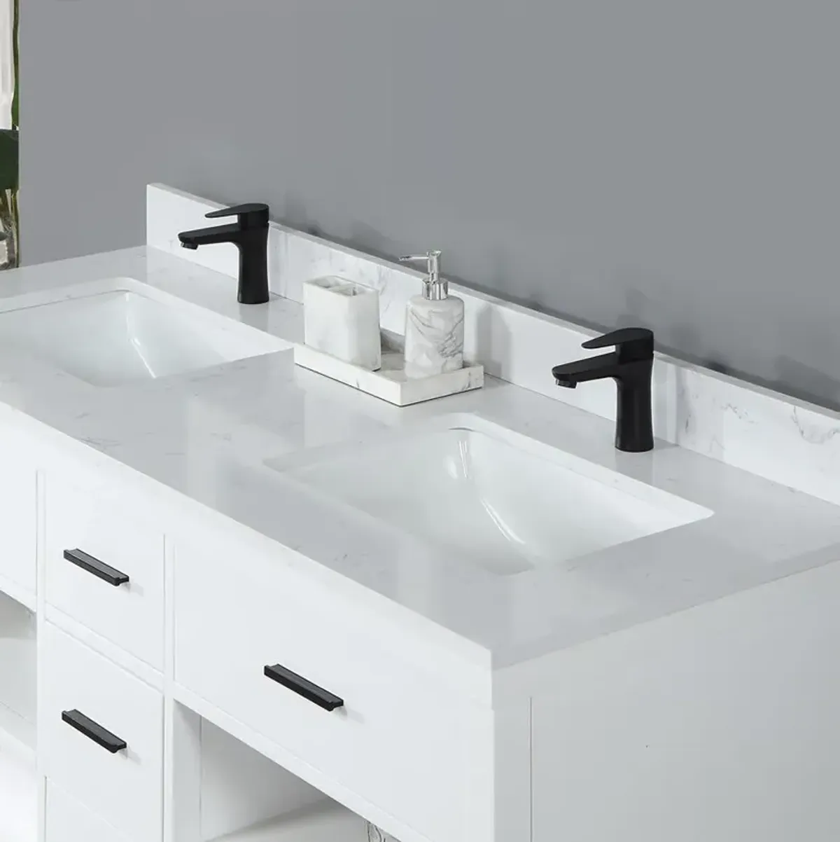 Altair 60 Double Bathroom Vanity Set in White without Mirror