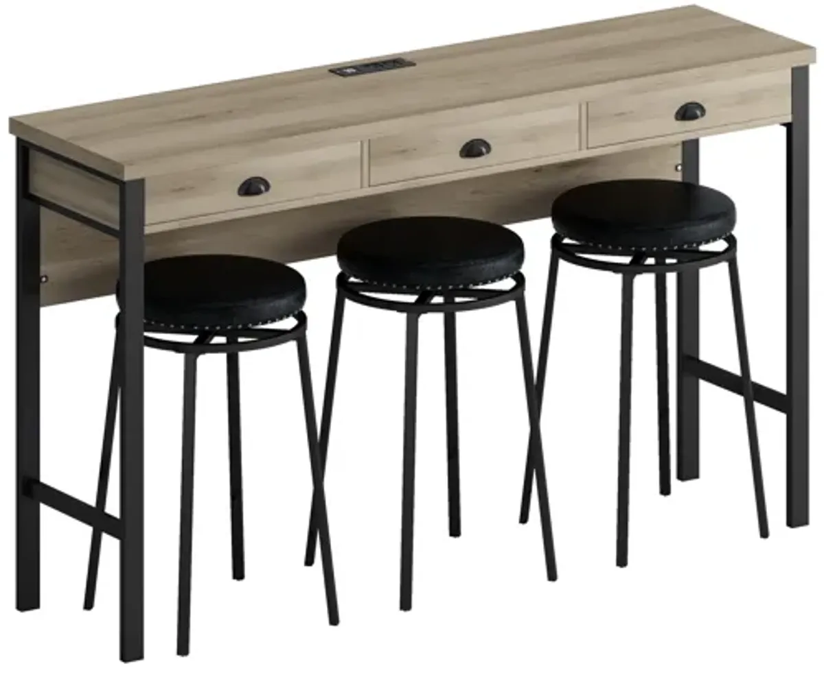 Merax 3-Drawer Dining Table with Stools Dining Set