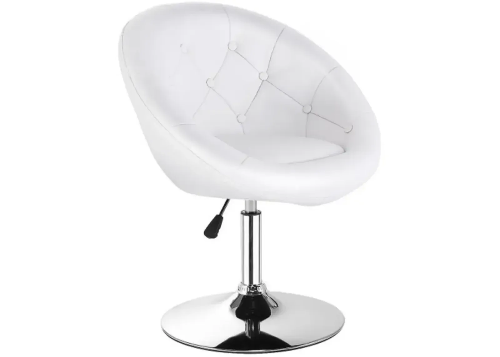 1 PC Modern Adjustable Swivel Round PU Leather Chair-White