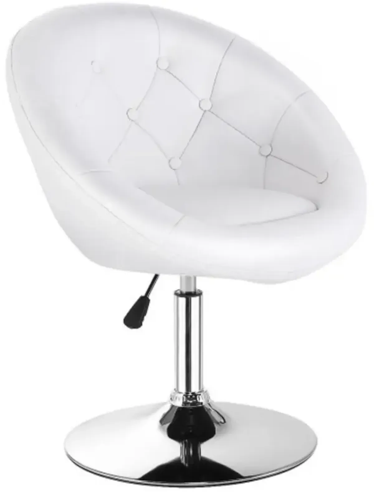 1 PC Modern Adjustable Swivel Round PU Leather Chair-White