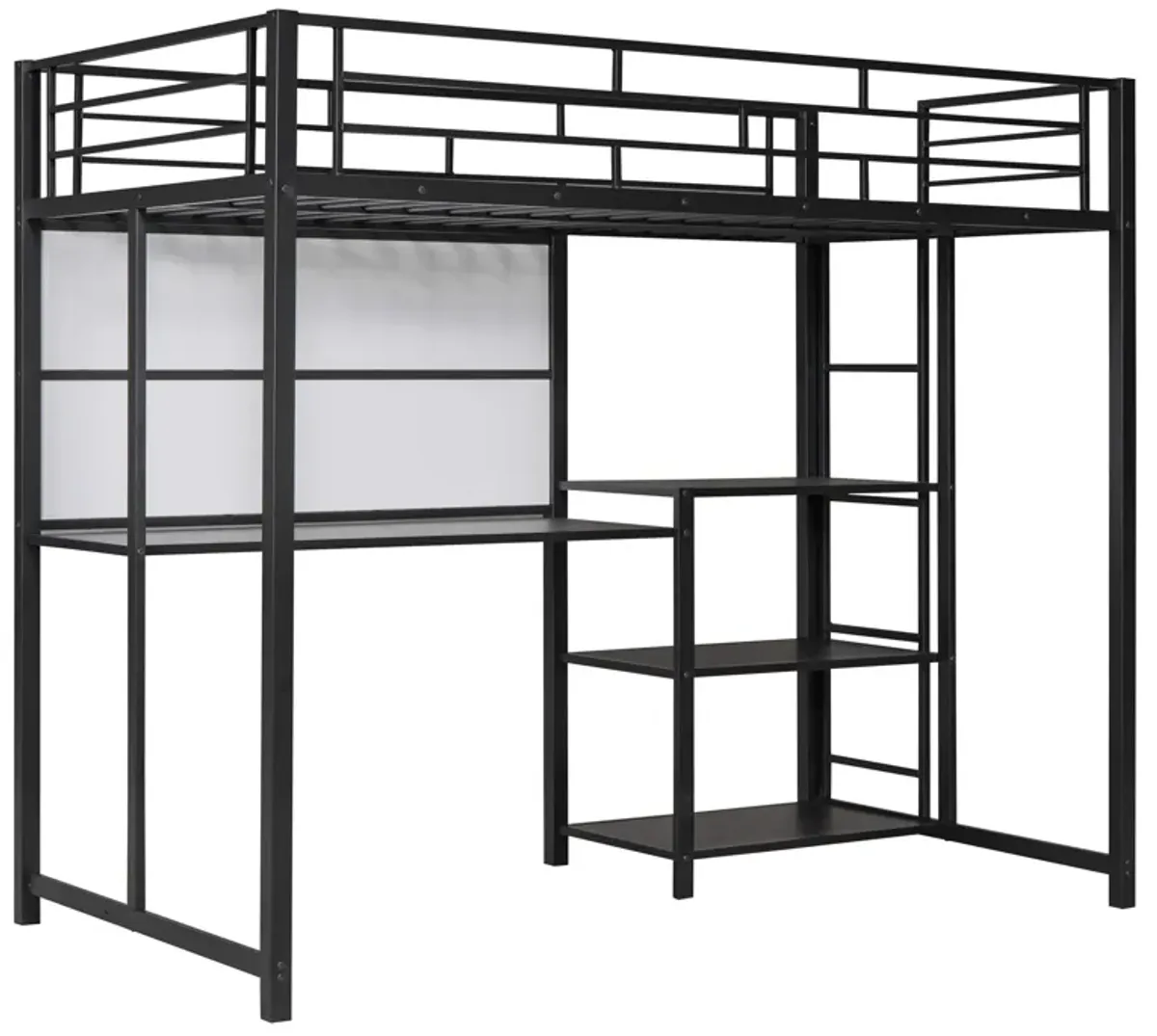 Merax Metal Loft Bed with Desk and Ladder