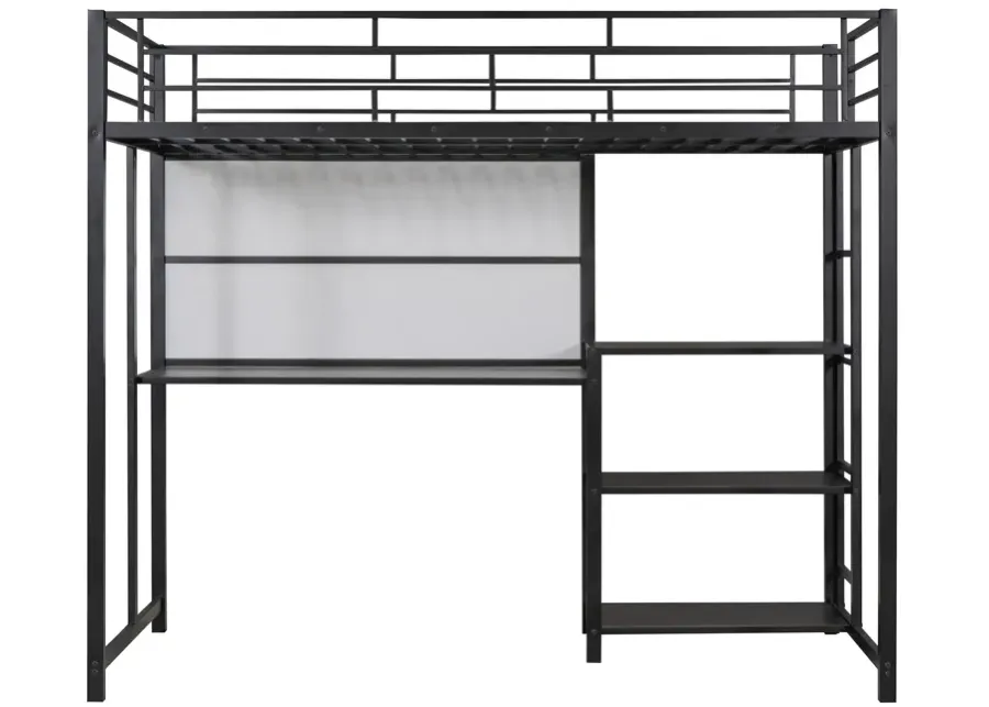 Merax Metal Loft Bed with Desk and Ladder