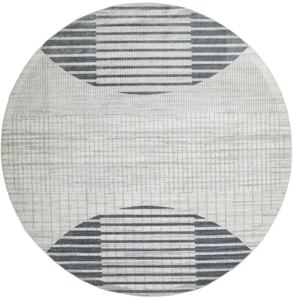 Astra Machine Washable ASW03 Ivory/Blue 5'3" x Round Rug