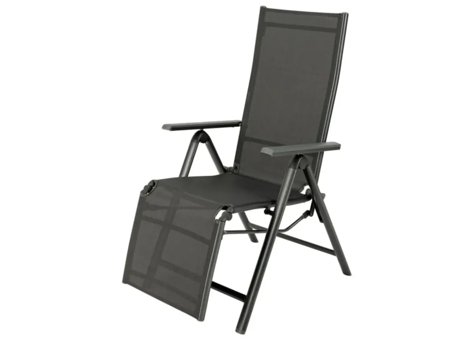 Hivvago Outdoor Folding Lounge Chair with 7 Adjustable Backrest and Footrest Positions-Gray