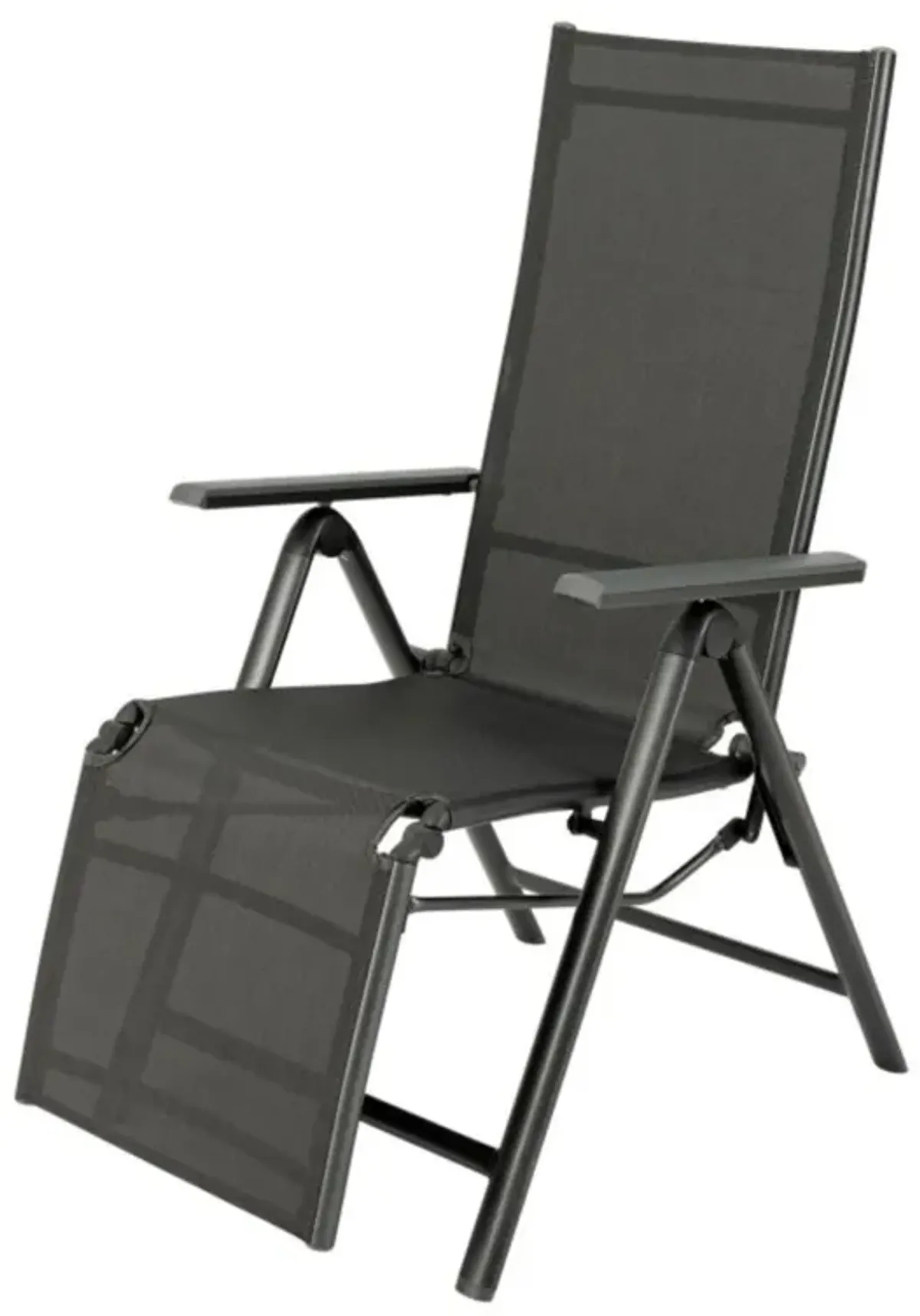 Hivvago Outdoor Folding Lounge Chair with 7 Adjustable Backrest and Footrest Positions-Gray