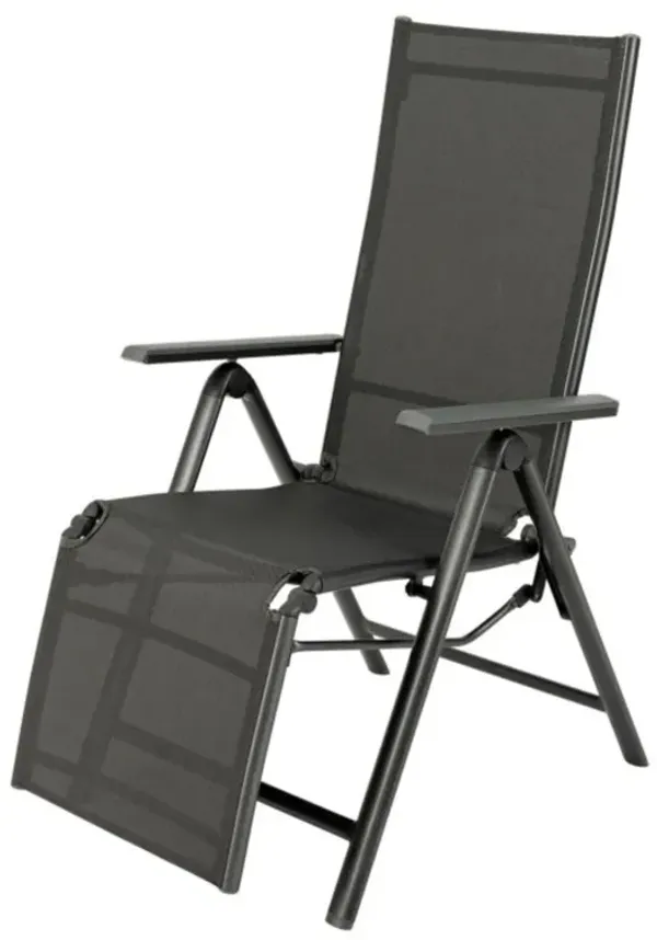 Hivvago Outdoor Folding Lounge Chair with 7 Adjustable Backrest and Footrest Positions-Gray