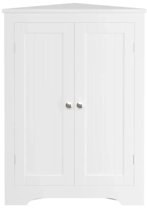 Freestanding Floor Corner Cabinet with 2 Doors and Adjustable Shelves