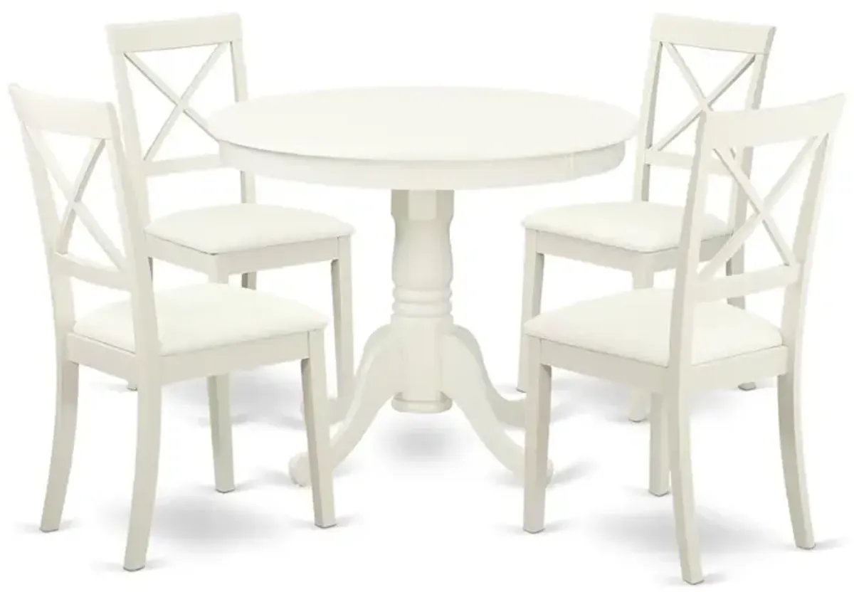 Dining Room Set Linen White, ANBO5-LWH-LC